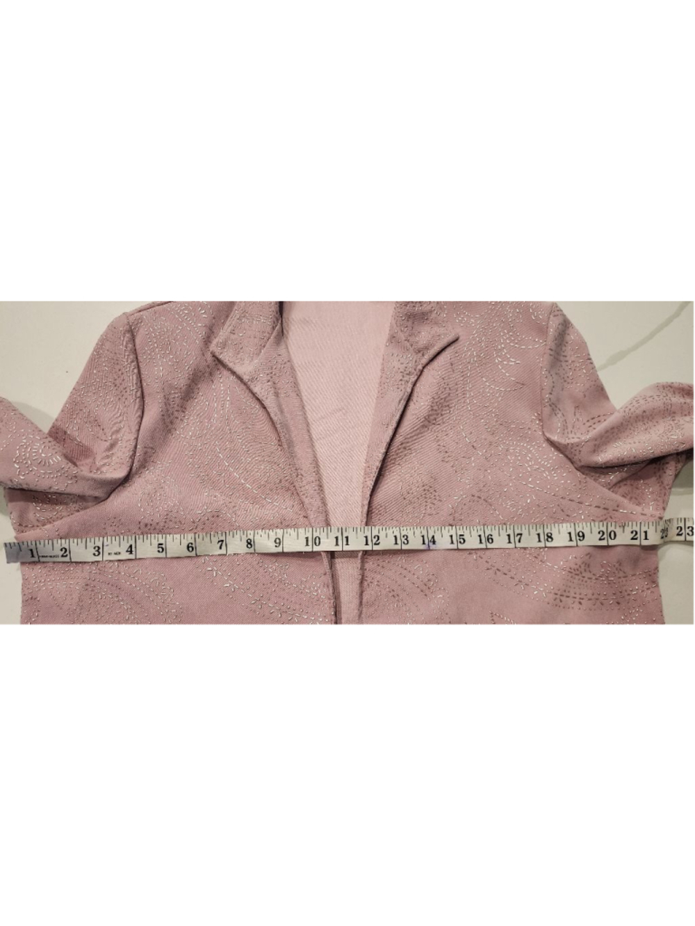 Draper's & Damon's Petites Dusty Rose Embroidered Open Front Jacket Blazer M - Picture 11 of 12